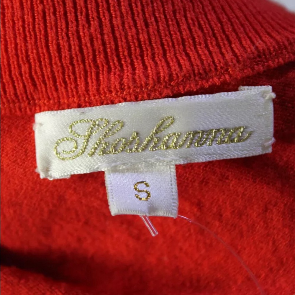 Shoshanna Womens Graphic Buttoned V-Neck Long Sleeve Cardigan Red Size 6 - Picture 4 of 5